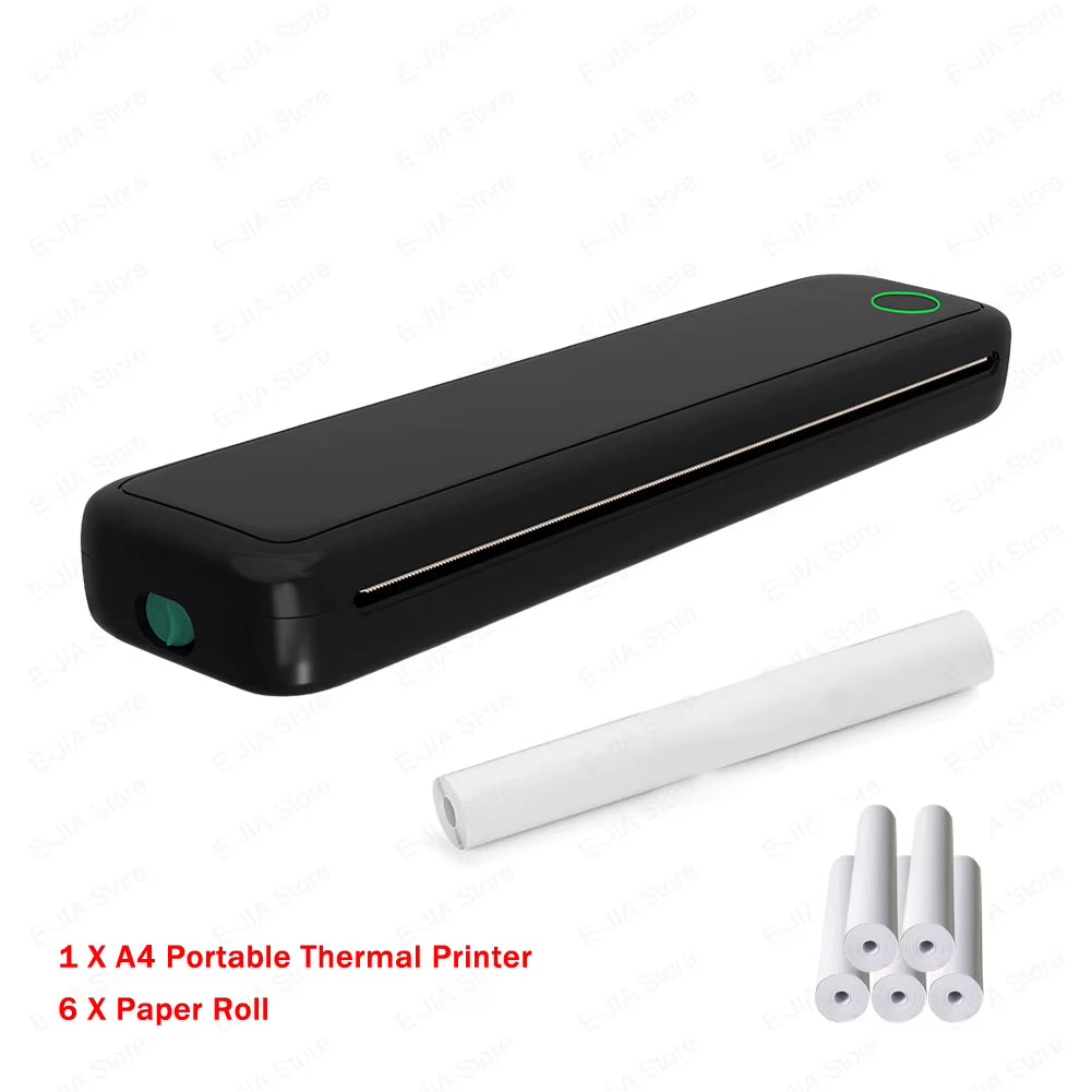 A4 Portable Thermal Printer Inkless BT Wireless Portable Printer with Printing Paper Min Portable A4 Label Maker Home Office Use