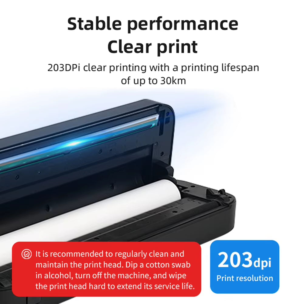 A4 Portable Thermal Printer Inkless BT Wireless Portable Printer with Printing Paper Min Portable A4 Label Maker Home Office Use