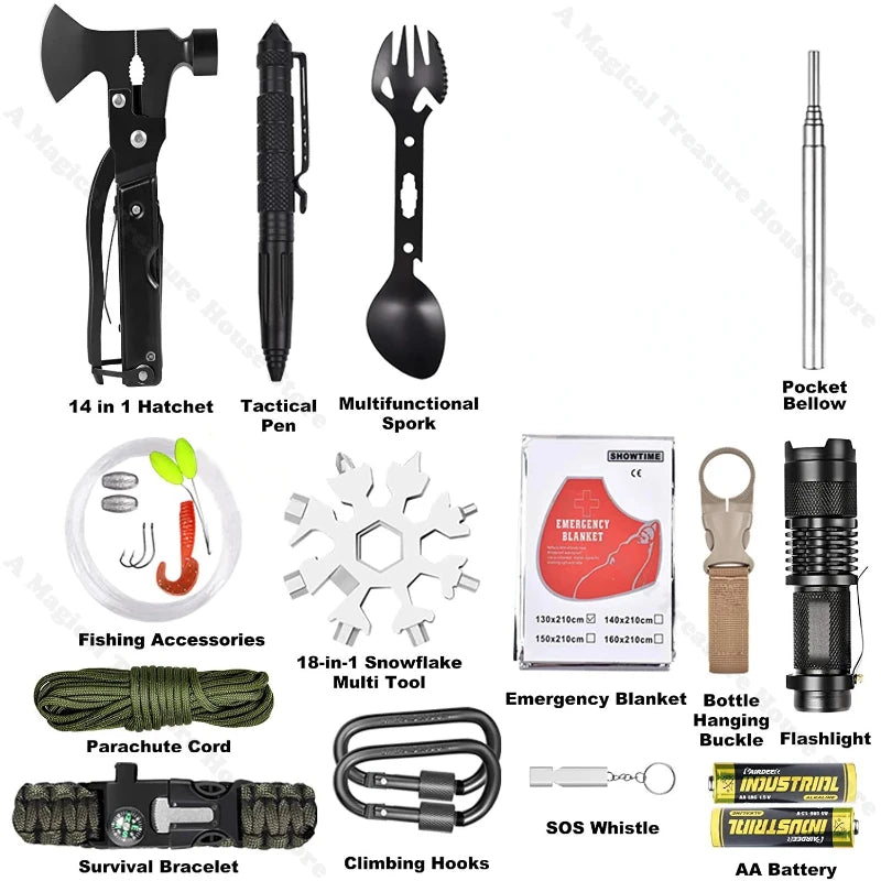 Outdoor Multi-Tool Kit Emergency Survival Kit Equipment First Aid Supplies Tactical Camping Survival Gear Hunting Gear