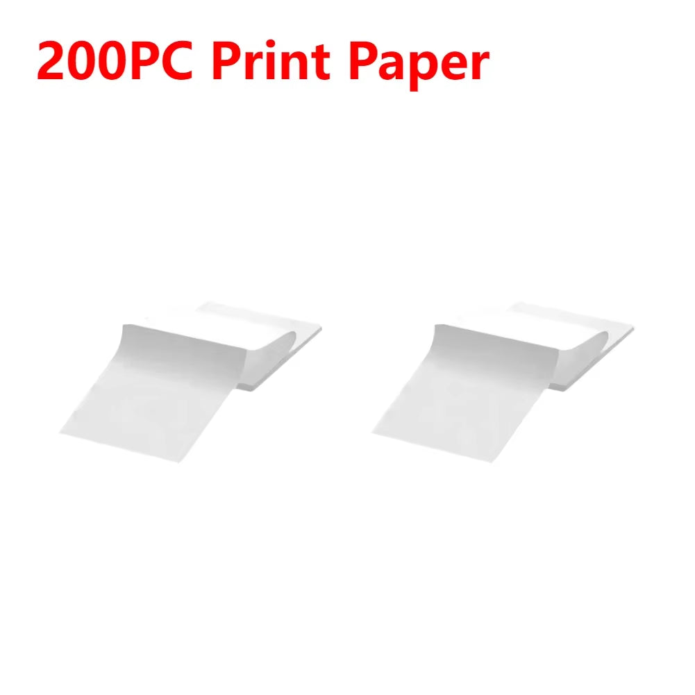 Wireless Bluetooth A4 Inkless Thermal Printer 1000Mah Pocket Photo Document Sticker Printer+300Pcs Print Paper for Home Office