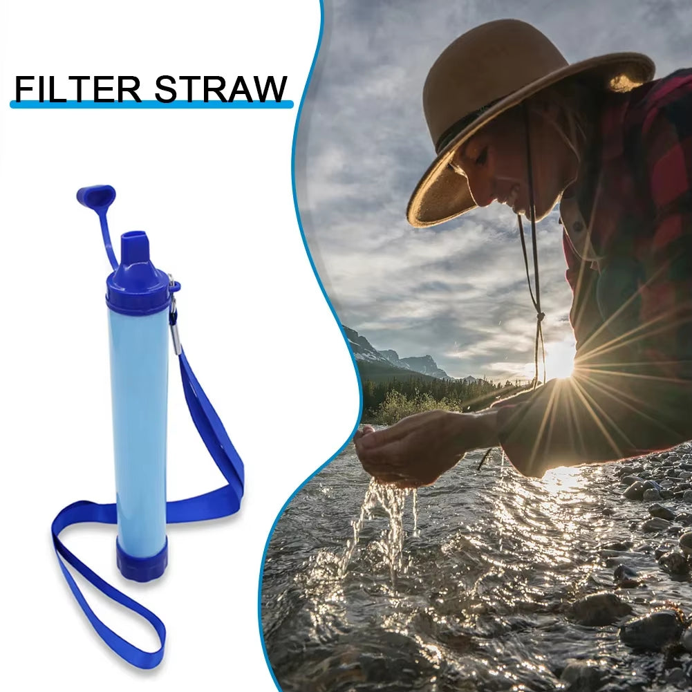 1Pc Outdoor Water Filter, Personal Straw Water Filtration System, Emergency Survival Water Purifier for Camping Hiking Climbing