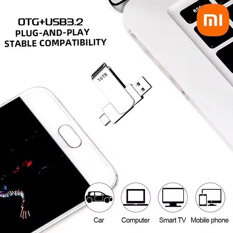 Xiaomi 16TB USB 3.2 Flash Drives High Speed Transfer Metal Pendrive Memory Card Pendrive Flash Disk Memoria Waterproof Stick NEW