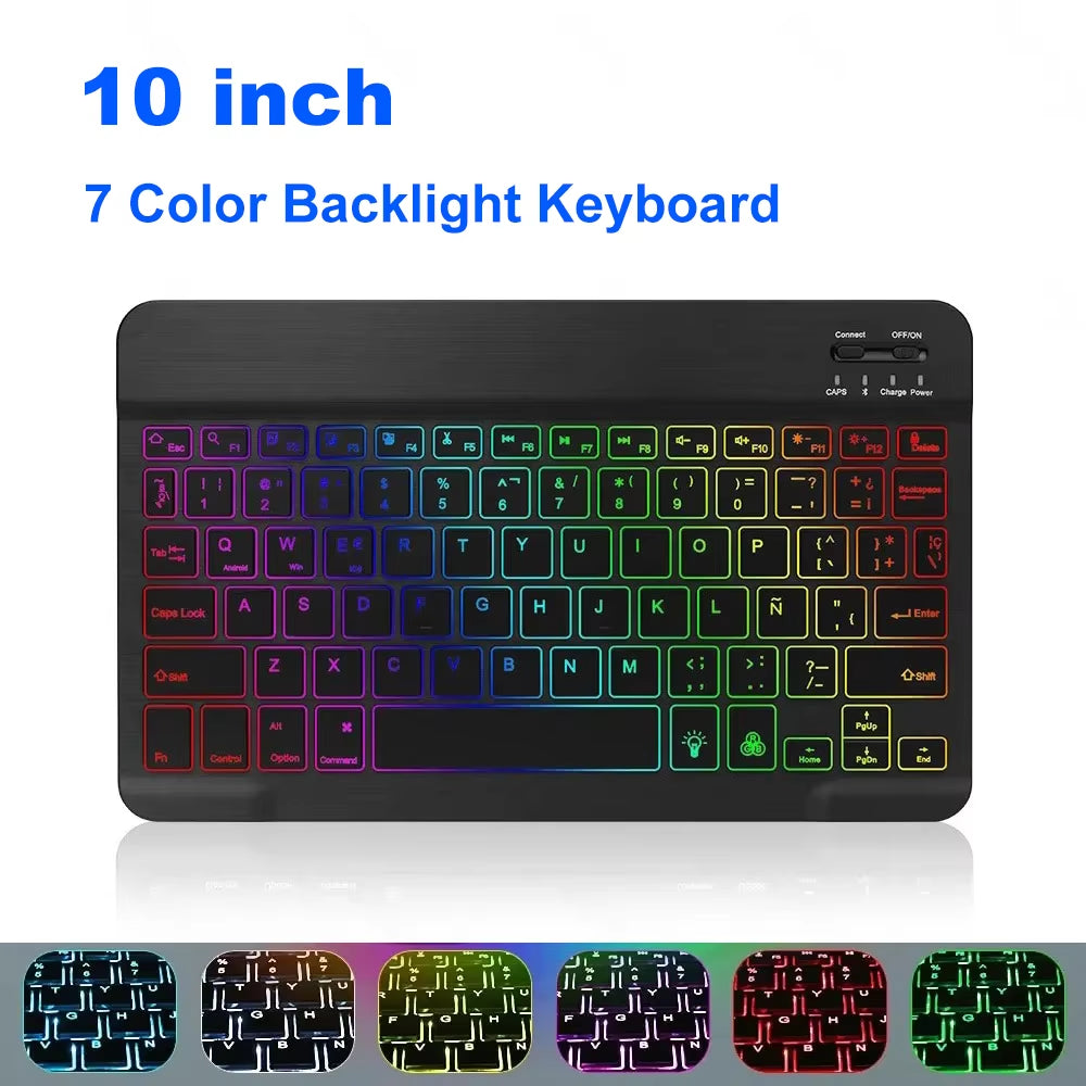 Mini Bluetooth Keyboard RGB Wireless Keyboard 10 Inch Backlit Keyboard Backlight Touchpad Keyboard for IOS Android Windows Ipad