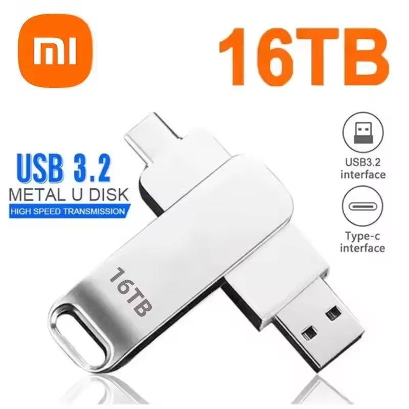 Xiaomi 16TB USB 3.2 Flash Drives High Speed Transfer Metal Pendrive Memory Card Pendrive Flash Disk Memoria Waterproof Stick NEW