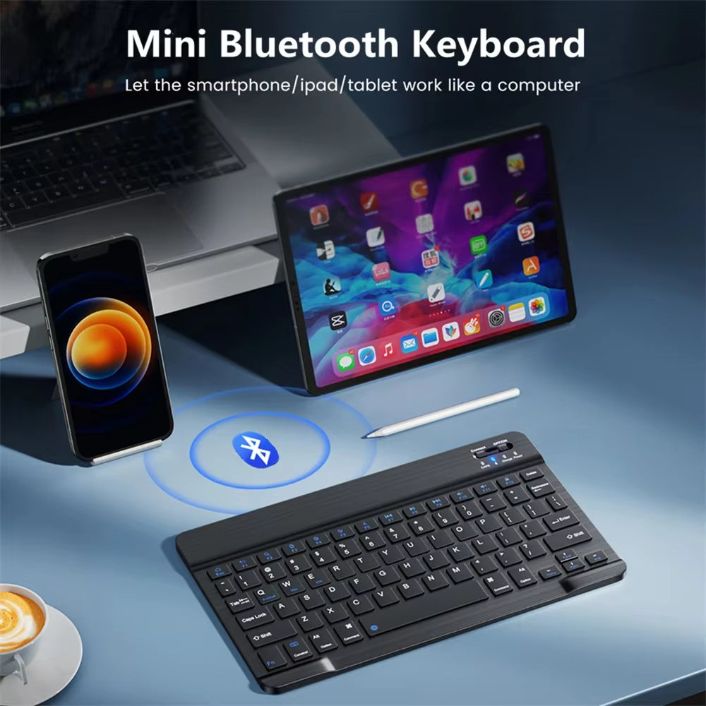 Mini Bluetooth Keyboard RGB Wireless Keyboard 10 Inch Backlit Keyboard Backlight Touchpad Keyboard for IOS Android Windows Ipad