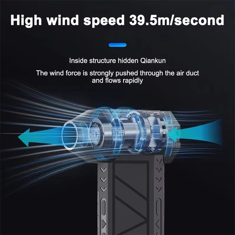 Compressed Air Duster 130000RPM Cordless Mini Turbo Jet Fan Electric 3 Gear Turbo Jet Fan Blower Speed Rechargeable with Light