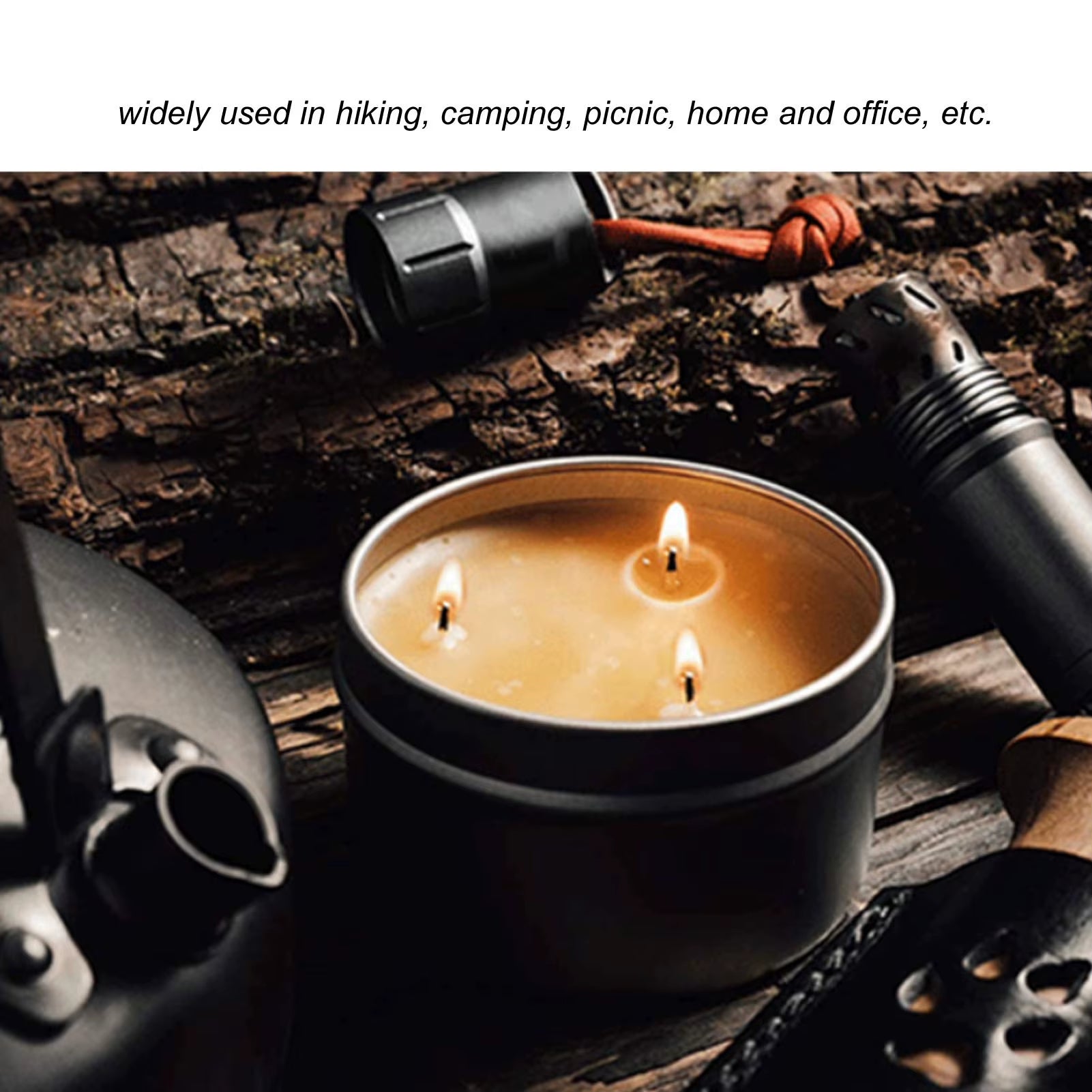 Survival Candle Widely Used Romantic Ambience Natural 36 Hours Burning Long Lasting Candles 3 Wicks for Home Outdoor Camping