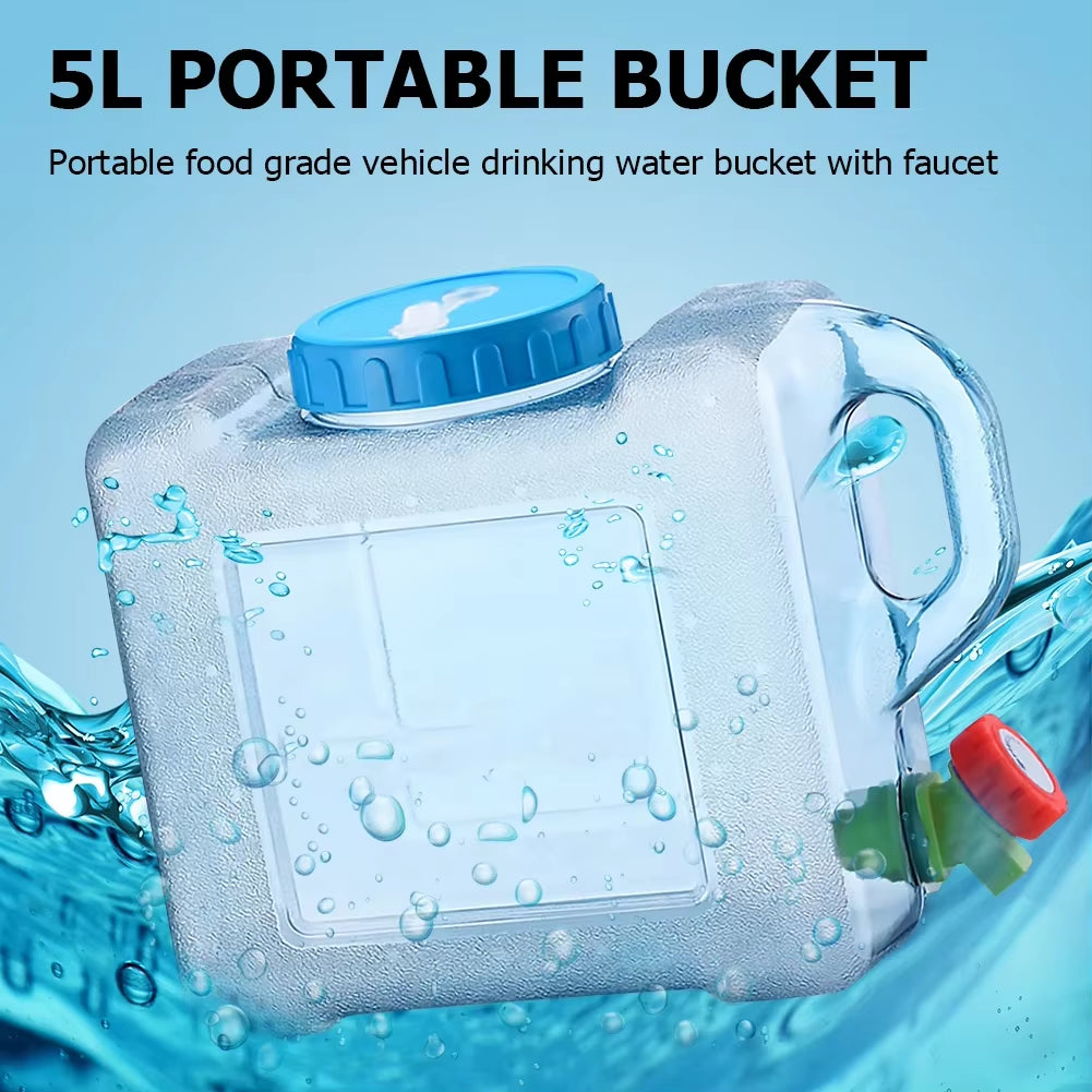 5/7.5/10/12/15L Camping Water Container with Faucet Water Carrier Canister Portable Large Capacity Tank Outdoor Water Bucket