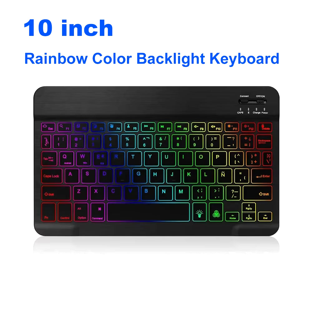 Mini Bluetooth Keyboard RGB Wireless Keyboard 10 Inch Backlit Keyboard Backlight Touchpad Keyboard for IOS Android Windows Ipad