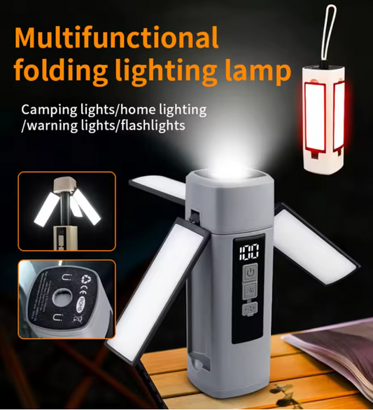 High Power Foldable 3 Light Modes Portable Lantern Digital Display 360° Rotation Lamp Strong Magnetic Attract for Emergency Camp