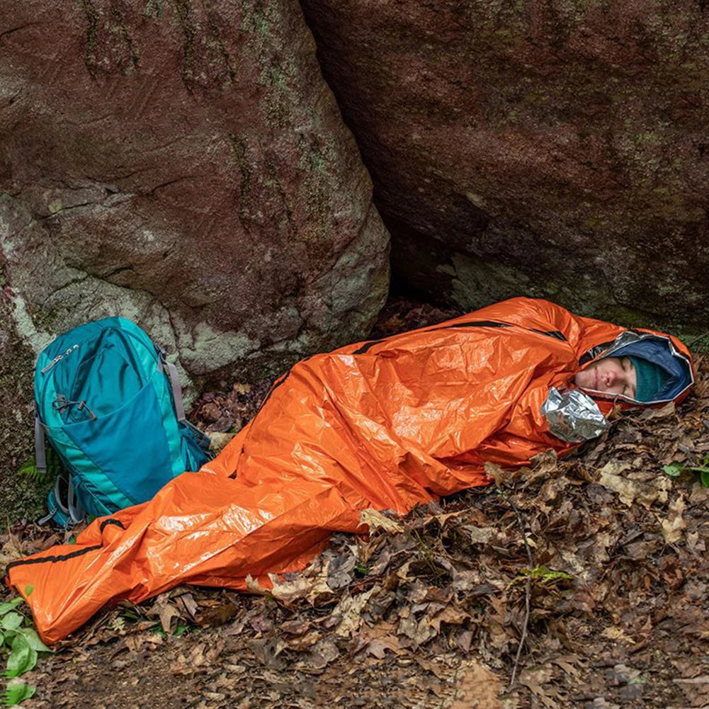 Portable Survival Blanket PE Aluminum Film Thermal Sleeping Bag Warm Windproof Waterproof Camping Outdoor Equipment