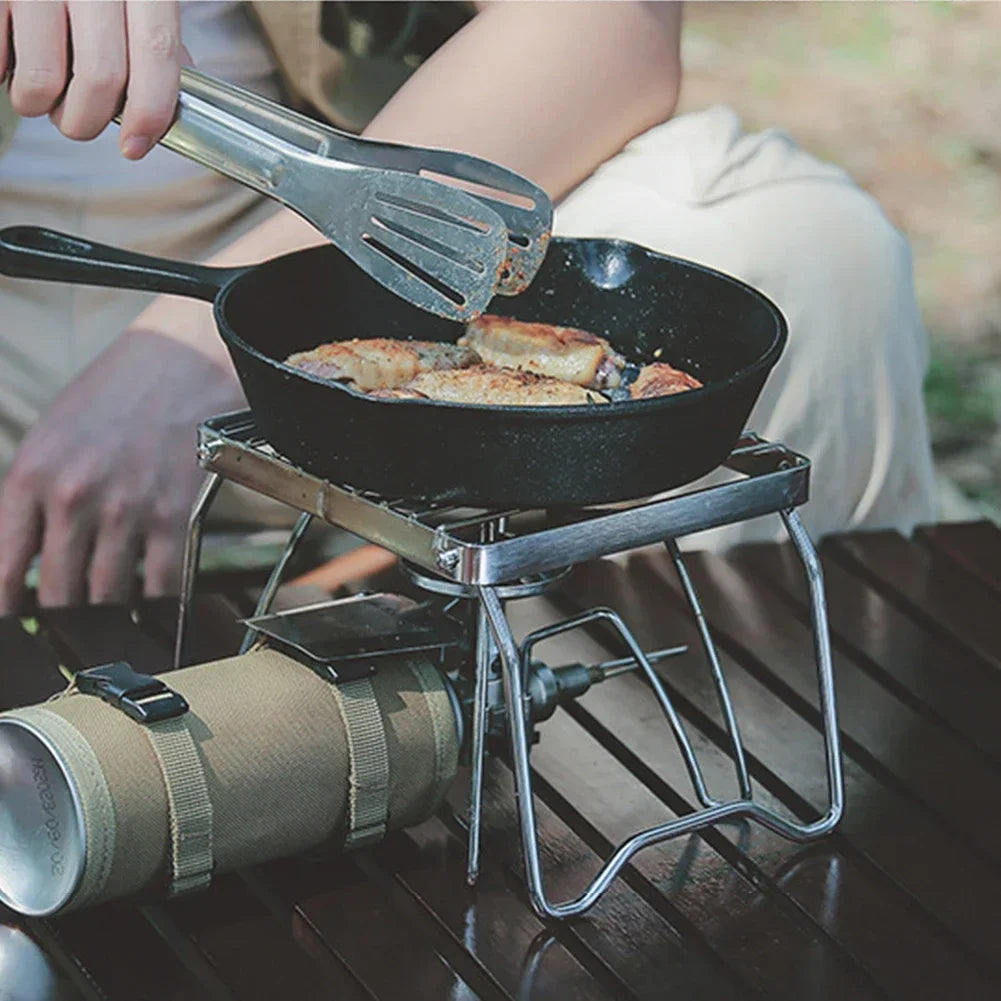 Multifunction Folding Campfire Grill Stand Tourism Portable Camping Grill Grate Outdoor Cookware BBQ Rack Gas Stove Bracket