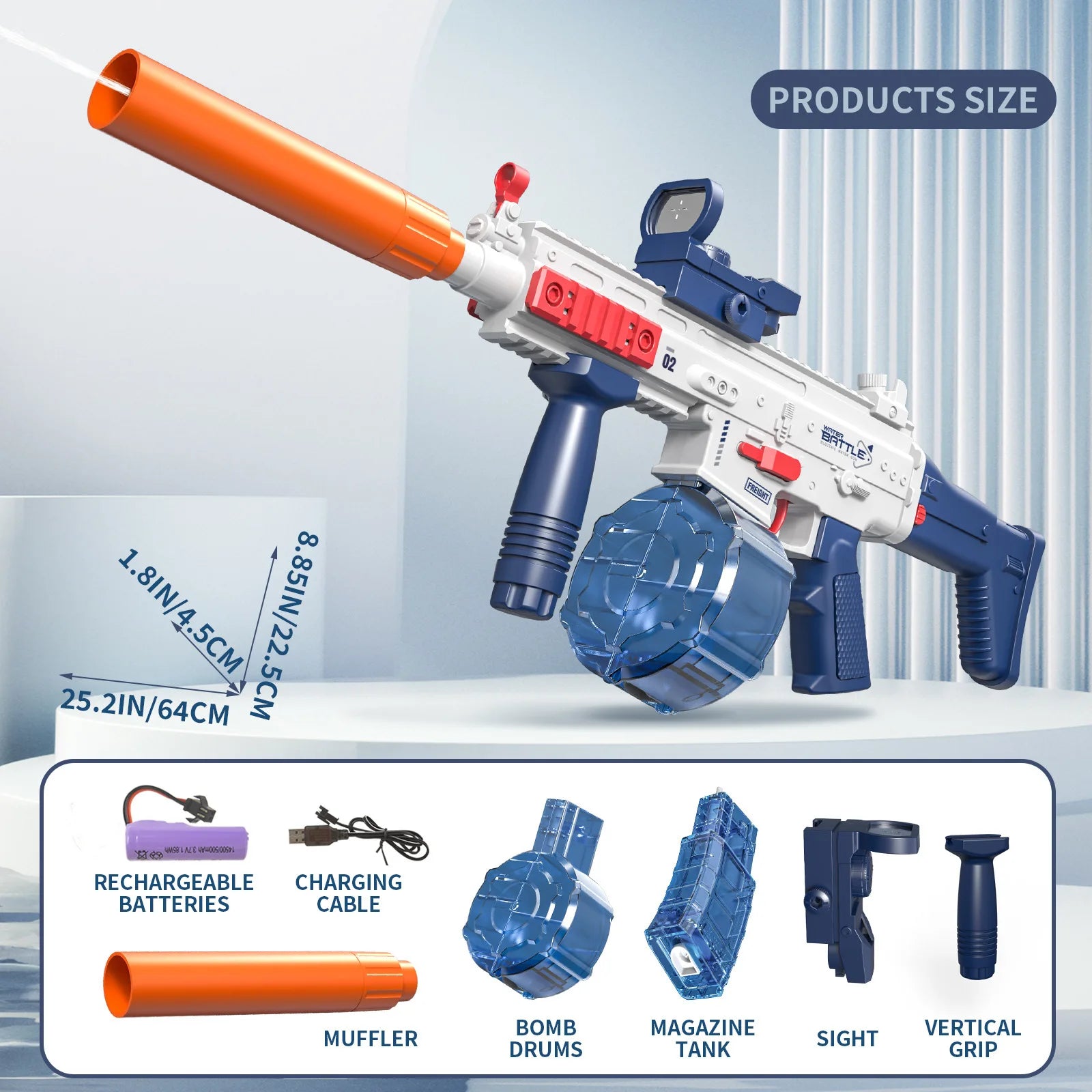 New Uzi Water Gun Electric Pistol Shooting Game Toys Cannon Summer Outdoor Waters Fights Beach Children'S Toy Boys Gifts
