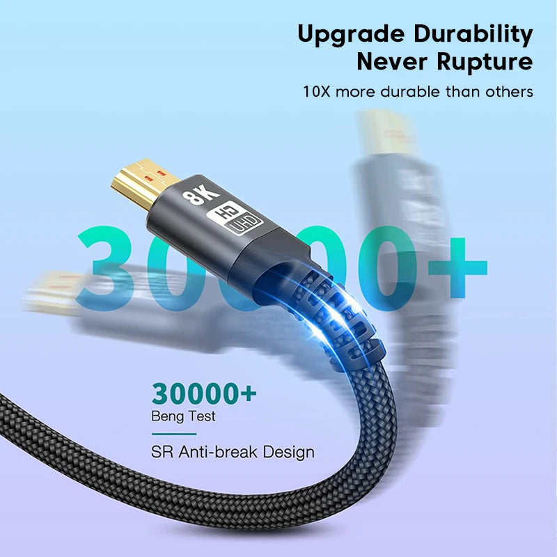 Hdmi-Compatible 8K Cable 8K/60Hz 4K/120Hz UHD HDR 48Gbps Adapter Cable 5M for Devices Laptops High-Definition TV Projectors
