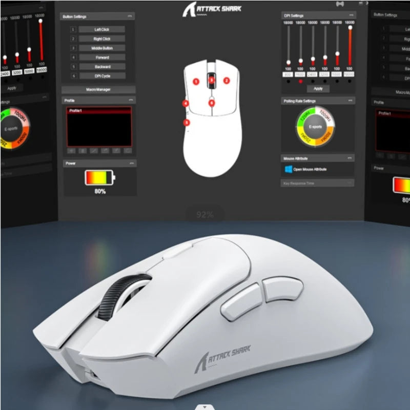 R1 1000Hz Bluetooth Mouse,18000Dpi,Paw3311,Tri-Mode Connection, Macro Gaming Mouse