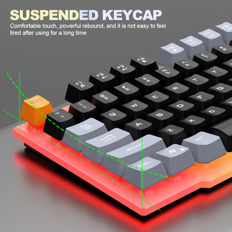 Single Keyboard and Keyboard Mouse RAIKU T26 Three Tone Luminous Keyboard Mouse Wired Mechanical Touch Gaming Mouse Keyboard Set