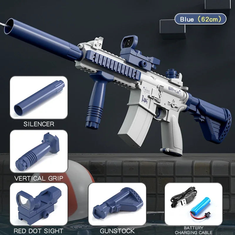 Electric Water Gun M416 Pistol Shooting Lighting Toy Gun Full Automatic Summer Pool Beach Toy for Kids Children Boys Girls Adult
