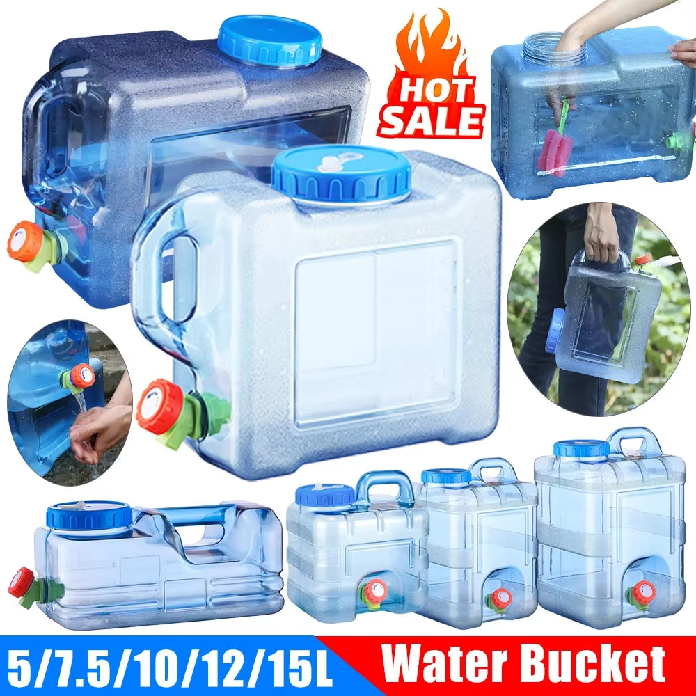 5/7.5/10/12/15L Camping Water Container with Faucet Water Carrier Canister Portable Large Capacity Tank Outdoor Water Bucket
