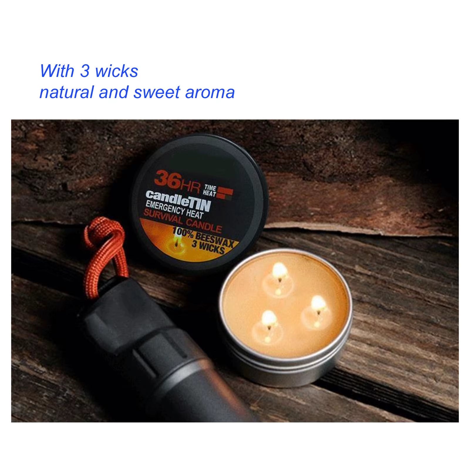 Survival Candle Widely Used Romantic Ambience Natural 36 Hours Burning Long Lasting Candles 3 Wicks for Home Outdoor Camping