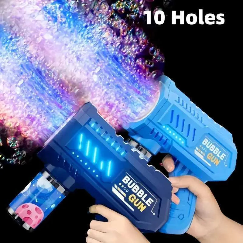 Other Toys 10 Holes Kids Bubble Gun Toys Rocket Soap Bubble Machine Automatic Blower Bubbles Gun Summer Children Outdoor Bubble Blowing Toyl475