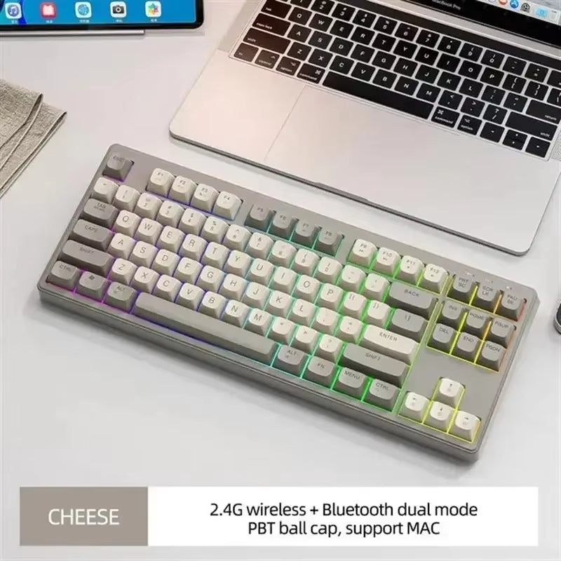 M87 Wireless Keyboard, 87Keys Dual Mode Bluetooth Keyboard with Rainbow-Light RGB,PBT Ballcaps Design Gaming Keyboard