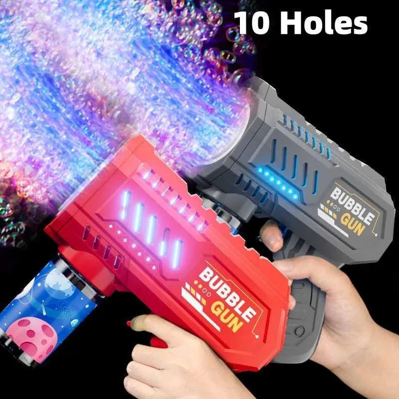 Other Toys 10 Holes Kids Bubble Gun Toys Rocket Soap Bubble Machine Automatic Blower Bubbles Gun Summer Children Outdoor Bubble Blowing Toyl475