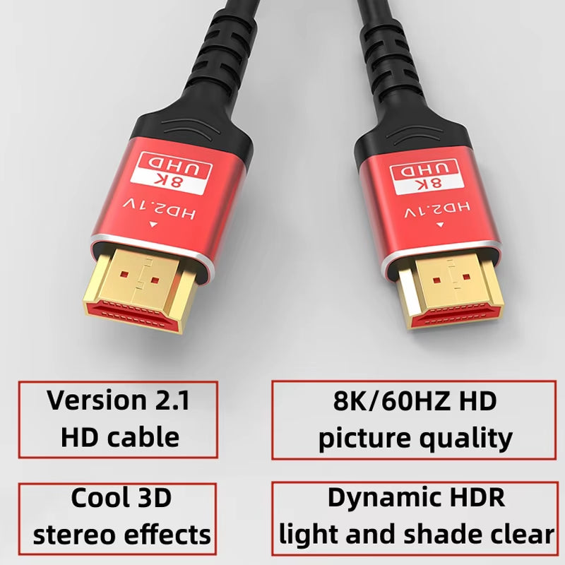 1M 1.5M 2M 8K HDTV Cable for Xiaomi TV Box PS5 Ultra High Speed Compatible 8K@60Hz HDTV 2.1 Cable 48Gbps Earc Dolby Vision