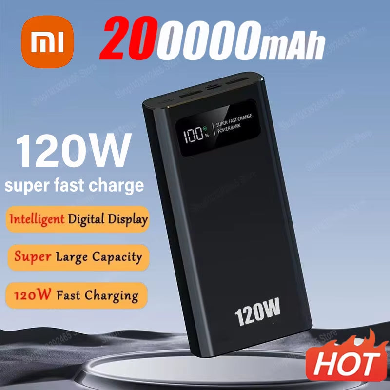 Xiaomi 200000Mah Power Bank 120W Super Fast Charging Battery High Capacity Digital Display Powerbank for Iphone Samsung Huawei