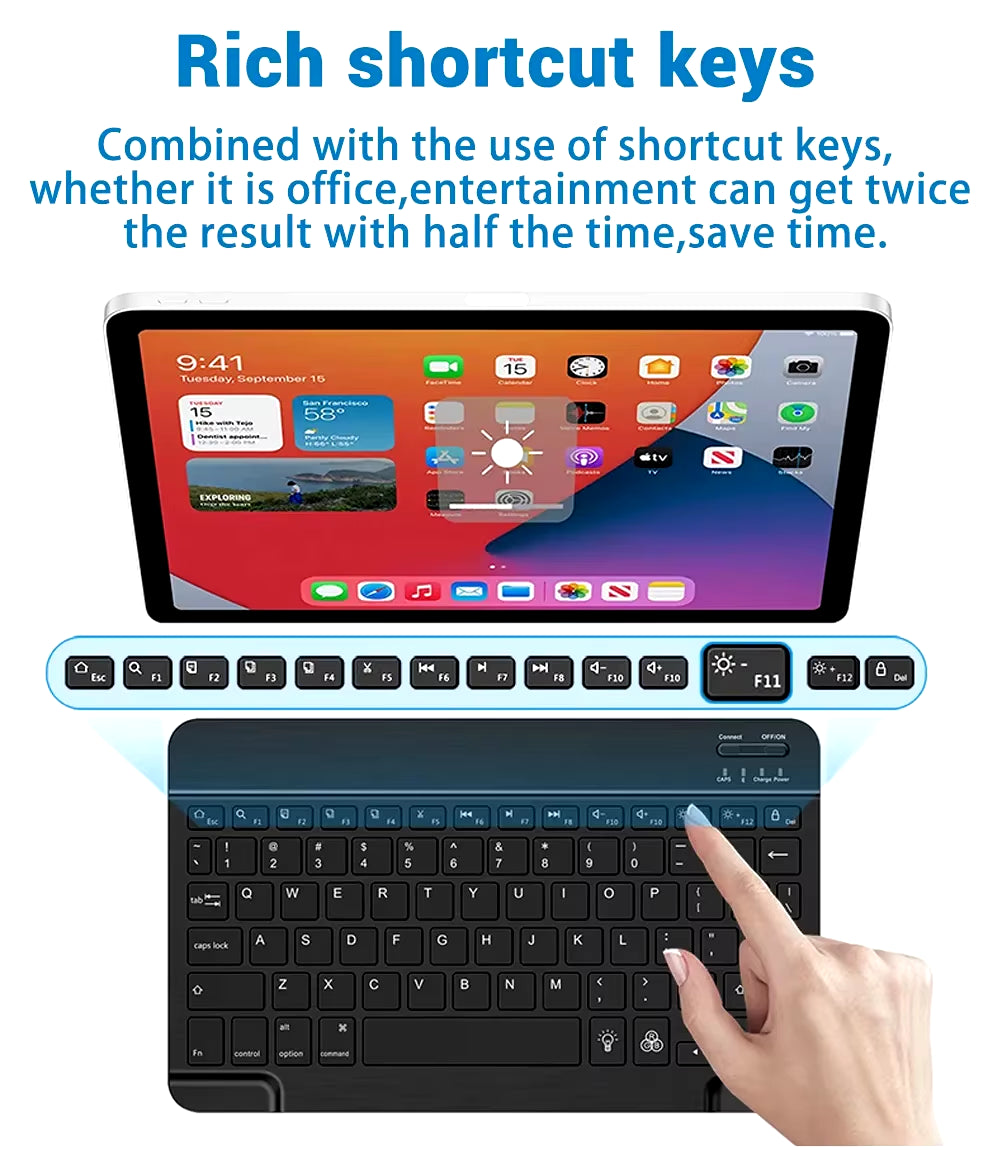 Mini Bluetooth Keyboard RGB Wireless Keyboard 10 Inch Backlit Keyboard Backlight Touchpad Keyboard for IOS Android Windows Ipad
