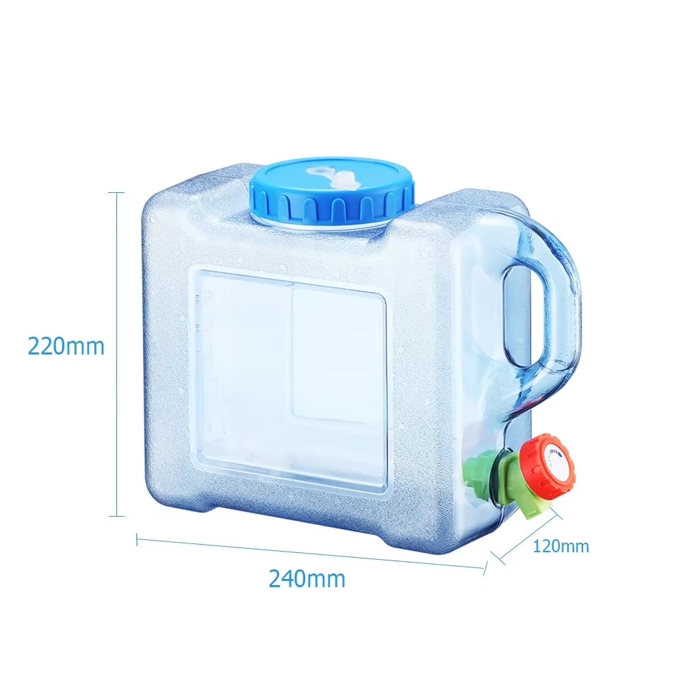 5/7.5/10/12/15L Camping Water Container with Faucet Water Carrier Canister Portable Large Capacity Tank Outdoor Water Bucket